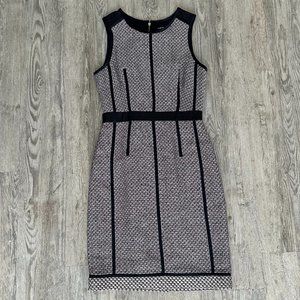 Club Monaco Tweed/Leather/Silk Mid-Length Sheath Dress - Size 0